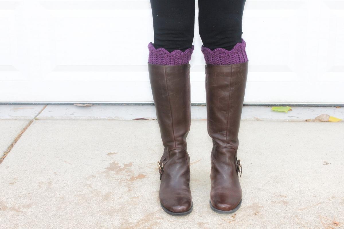 Scallop Boot Cuffs // Boot Socks In Mulberry Purple