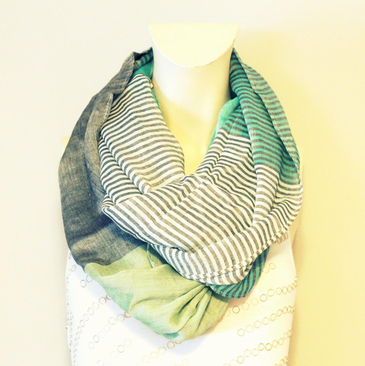 Mint Color Block Infinity Scarf